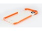 Coque orange et transparente pour iPhone avec bords surélevés et ouverture pour port de chargement et appareil photo