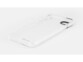 Coque blanche et transparente pour iPhone avec bords surélevés et ouverture pour port de chargement et appareil photo