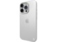 Vue de biais d'un iPhone 16 Pro avec coque de protection translucide compatible MagSafe