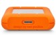 Vue du dessous sur le port de chargement et de transfert de données Micro-USB du disque dur externe coloris orange et gris