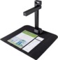 Scanner IRIScan avec documents couleurs et facture sur tapis noir de numérisation