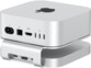 Vue arrière du support et hub 2 en 1 MacWay pour Mac Mini M4 avec 2 ports USB-C et port HDMI