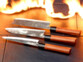 Couteaux lame en acier inoxydable dureté 58HRC avec manche en bois de rose africain.