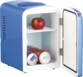 Mini réfrigérateur 2 en 1 avec prise 12 / 230 V - bleu. Volume utile : 4 litres (idéal pour 6 canettes)
