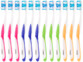 pack de 12 brosses à dents à poils durs avec gratte langue et manche ergonomique en silicone 4 couleurs pour famille