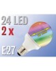 2 Ampoules globe 24 LED SMD E27 couleur changeante