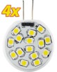 4 Ampoules 15 LED SMD G4 blanc chaud