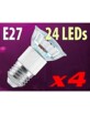 4 Ampoules 24 LED SMD E27 blanc neutre