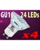 4 Ampoules 24 LED SMD GU10 blanc chaud