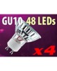 4 Ampoules 48 LED SMD GU10 blanc chaud