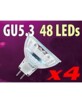 4 Ampoules 48 LED SMD GU5.3 blanc froid