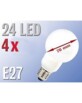 4 Ampoules globe 24 LED SMD E27 blanc froid