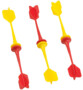 Trois fléchettes magnétiques Playtastic jaunes et rouges avec ailettes et pointes plates sans danger