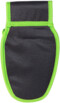 Pochette porte-outils avec sangle à boucle et bordure verte sur fond blanc