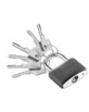 Cadenas diagonal ouvert accroché à un porte-clés avec ses deux clés