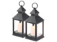 2 lanternes LED à piles effet flamme vacillante - Noire