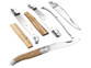 3 couteaux pliants en kit, acier inoxydable avec manche en bois véritable
