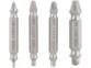 4 extracteurs de 4 tailles différentes pour tous types de vis en acier HSS : 3 - 5 / 4 - 8 / 5 - 10 / 6 - 12 mm