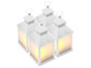 4 lanternes à LED effet flamme avec minuteur - Blanc