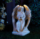 mini statuette led solaire ANge style renaissance avec mini lampes imitation marbre blanc