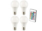 4 ampoules LED RVB E27 blanc chaud 7,5 W télécommandées