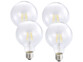 4 ampoules Globe LED à filament A++, E27, 6 W, 600 lm, 360°, Blanc Chaud