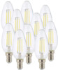 Ampoule LED à filament - culot E14 - forme Bougie - Blanc - x10