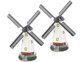 2 moulins décoratifs solaires à LED - 32 cm