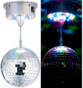 Boule disco rotative Ø 15 cm avec socle, 18 LED colorées et 2 effets lumineux Lunartec
