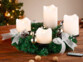 Couronne de l'Avent avec ornements argentés & 4 bougies à LED