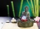 Fontaine lumineuse d'intérieur 'Bouddha' avec boule en verre