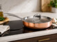 Sauteuse en cuivre 24 cm avec couvercle acier inoxydable