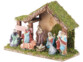 Crèche de Noël en bois avec figurines en porcelaine peintes à la main - Petite