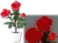 Rosier LED 3 fleurs rouge 50cm