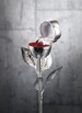 Écrin à bague Rose en métal, avec sa tige - version Argentée