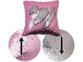 Housse de coussin carrée paillettes et velours, coloris rose & argent, 40 x 40 cm
