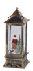 Lanterne LED décorative avec père Noël miniature avec bonnet rouge, manteau, sac et sapin de Noëlère Noël miniature avec bonnet rouge, manteau, sac et sapin de Noël