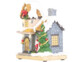 Maisonnette décorative avec Père Noël et illuminations 