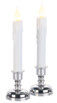 paire de bougies LED a flamme vacillante avec chandeliers en acier chromé pour diner romantique et noel