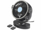 Ventilateur voiture 12V noir avec cerclage chromé, pads de montage et cordon d'alimentation