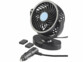 entilateur auto 12V noir avec adaptateur allume-cigare et pads de fixation adhésifs