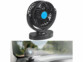 entilateur portable noir pour voiture avec socle stable et orientable, hublot bleu cyan