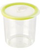 Boîte alimentaire ronde transparente Pearl avec couvercle vert et valve de date