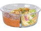 Boîte de conservation en verre avec différents aliments dans leurs compartiments respectifs