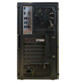 Panneau arrière du PC gamer maison by Pearl avec ventilation et divers ports et prises (HDMI, DisplayPort, USB, VGA, alimentation, etc.)