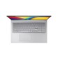 Vue du dessus du clavier AZERTY avec pavé numérique et pavé tactile du PC portable Asus Vivobook 17 coloris argent