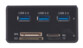 Aperçu de la façade présentant les différents ports disponibles sur le hub : 3 ports USB 3.0, fente pour carte MS, fente pour carte M2, fente pour carte SD et fente pour carte TF