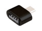 Adaptateur OTG noir compact avec port USB-A femelle et fiche micro-USB mâle argentée