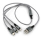Câble Micro-USB/Lightning/USB-C/USB-A 60 cm avec gaine textile grise enroulé sur lui-même