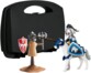 Le chevalier Playmobil avec son destrier et son mannequin d'entraînement du pack n°70106.